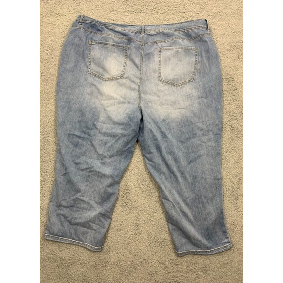 Women's Est. 1946 Denim Blue Jean Capris Distressed 24W Classic Fit Pockets - Picture 6 of 15